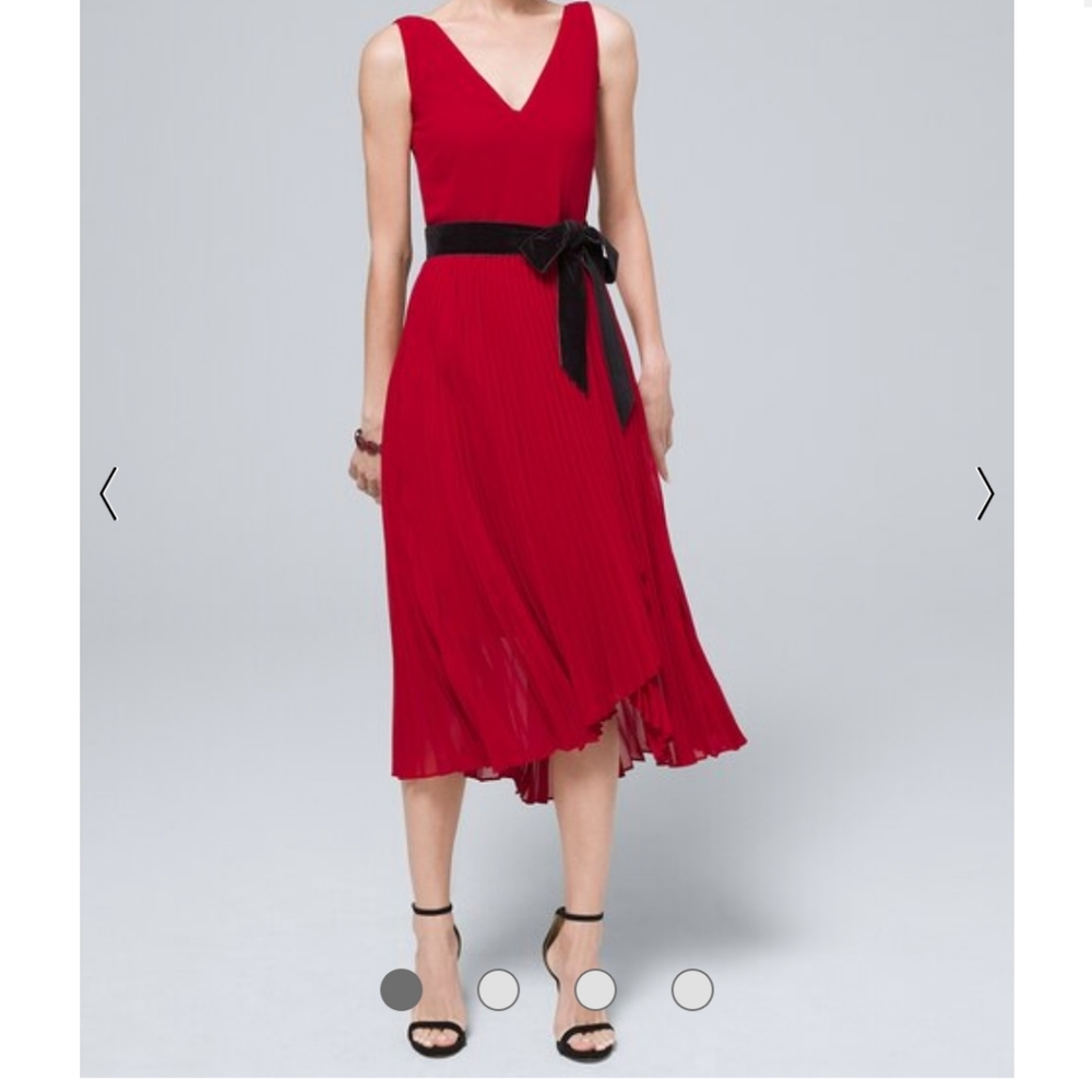 White House Black Market Red Pleat Dress ♥